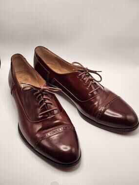Bally Marconi Brown MADE IN ITALY Mens 10.5 D Leather Cap Toe Oxford Dress Shoes